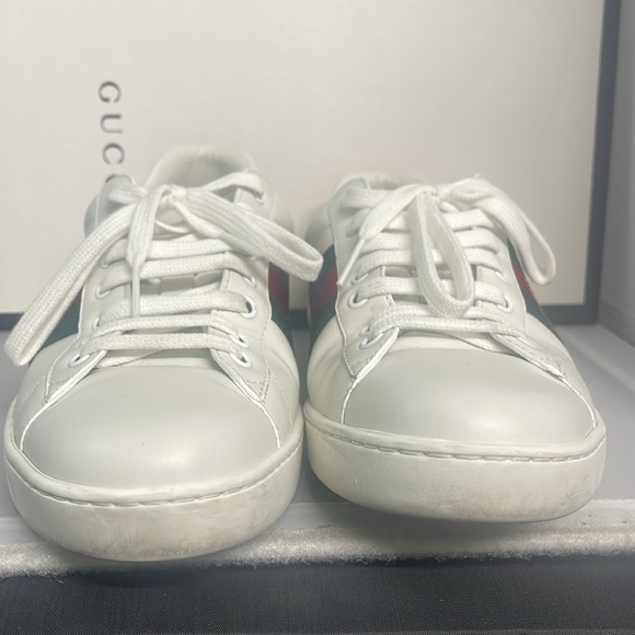 Excellent Gucci Ace sneaker with bee in white leather sneaker Size Men’s 8 - Picture 12 of 15